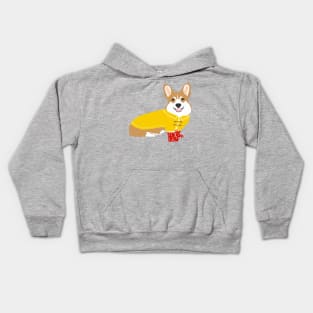 Rainy Day Corgi Kids Hoodie